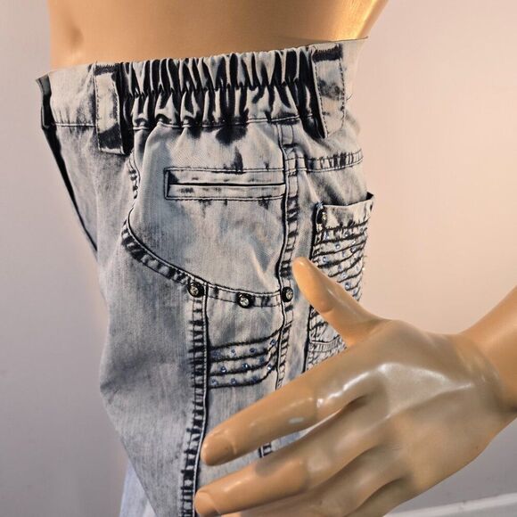 Duran Vintage 80s Acid Wash Pants Womens 28 x 31 Blue Chambray Beads Accents - Picture 6 of 13